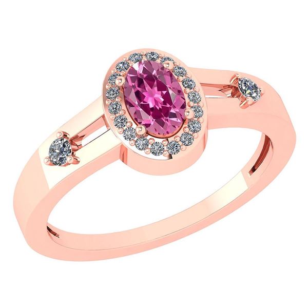 Certified 0.65 Ctw Pink Tourmaline And Diamond 14k Rose