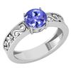 Image 1 : Certified 1.25 Ctw Tanzanite Solitaire Ring with Filigr