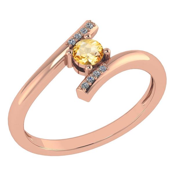 Certified 0.27 Ctw Citrine And Diamond 14k Rose Gold Ha