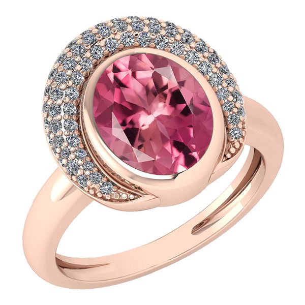 Certified 2.82 Ctw Pink Tourmaline And Diamond VS/SI1 H