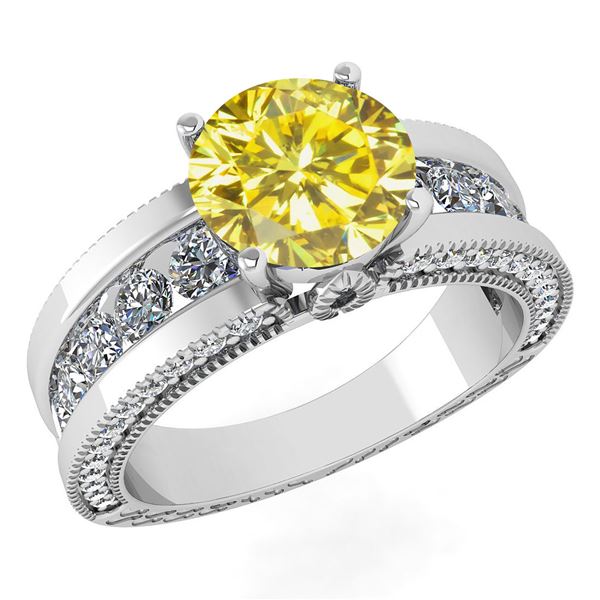 Certified 2.24 CtwTreated Fancy Yellow Diamond Wedding/