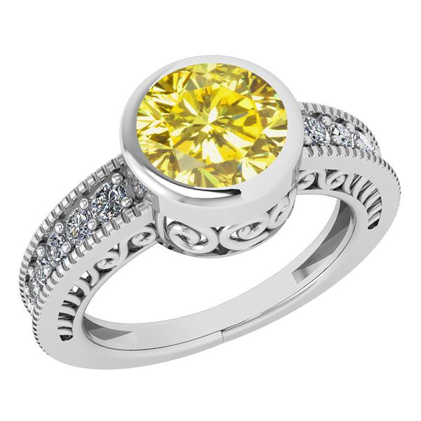 Certified 1.95 Ctw Fancy Yellow Diamond Wedding/Engagem