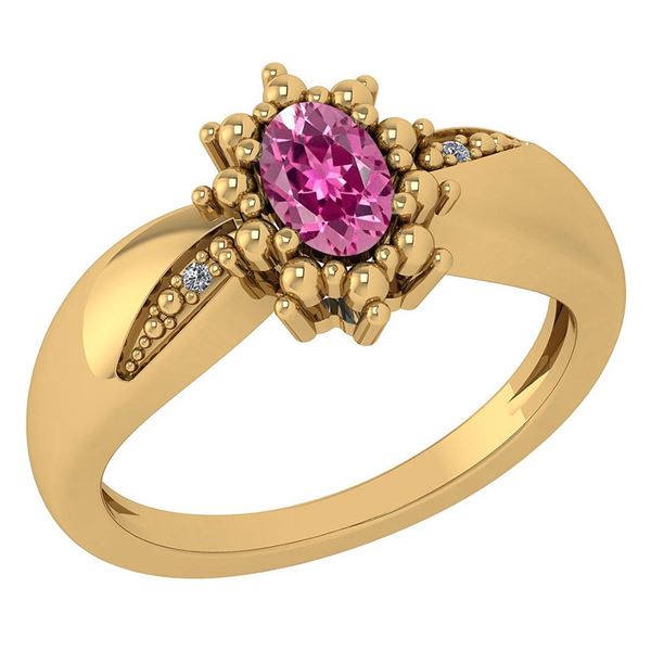 Certified 0.51 Ctw Pink Toumaline And Diamond 14k Yello