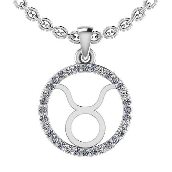 Certified 0.16 Ctw SI2/I1 Diamond 14K White Gold Zodiac