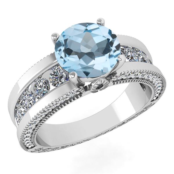 Certified 2.24 Ctw Aquamarine And Diamond Wedding/Engag