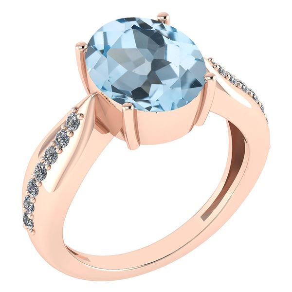 Certified 5.30 Ctw Blue Topaz And Diamond VS/SI1 Ring 1