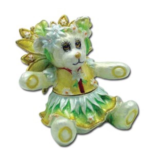 FLOWER BEAR PANSY JEWELED BOX