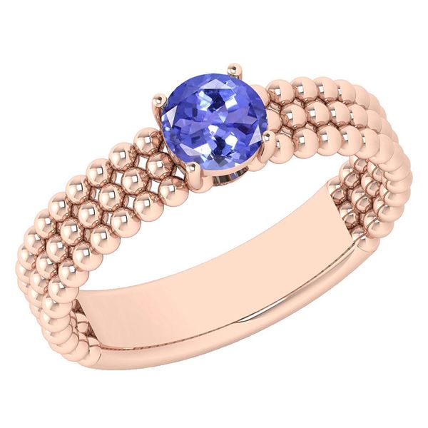 Certified 0.50 Ctw Tanzanite Solitaire 14K Rose Gold Pr