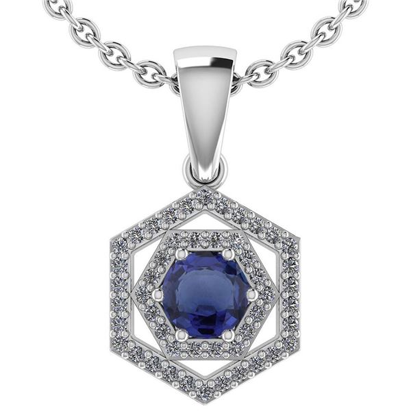 Certified 0.69 Ctw Blue Sapphire And Diamond Platinum H