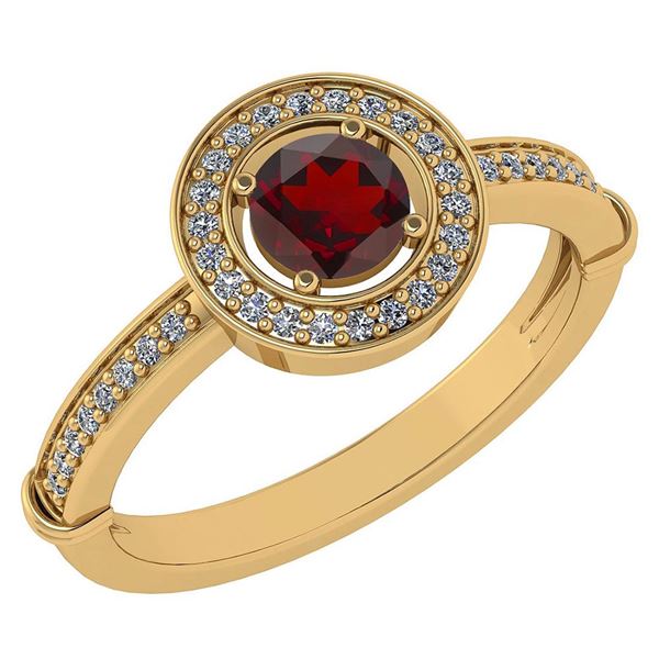 Certified 0.94 Ctw Garnet And Diamond 14k Yellow Gold R