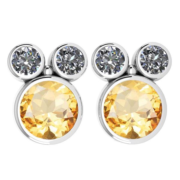 Certified 3.14 Ctw Citrine And Diamond VS/SI1 Earrings