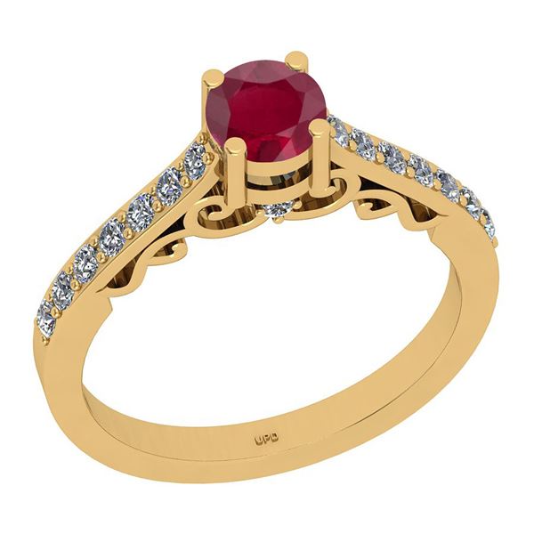 Certified 0.82 Ctw I2/I3 Ruby And Diamond 14K Yellow Go