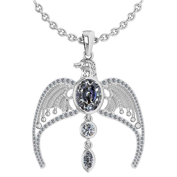 Certified 3.41 Ctw Diamond Eagle Necklace For womens Ne