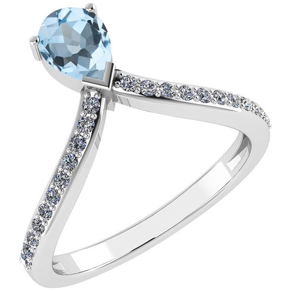 Certified 0.97 Ctw Aquamarine And Diamond 14k Yellow Go