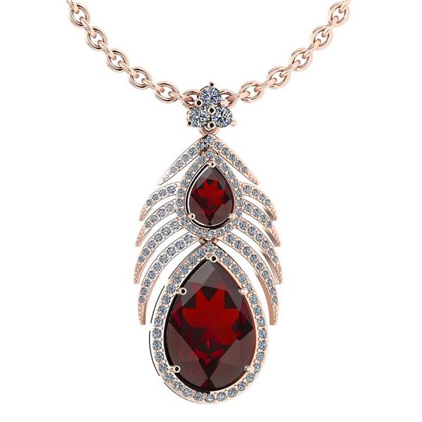 Certified 7.50 Ctw Garnet And Diamond Pear shape Neckla