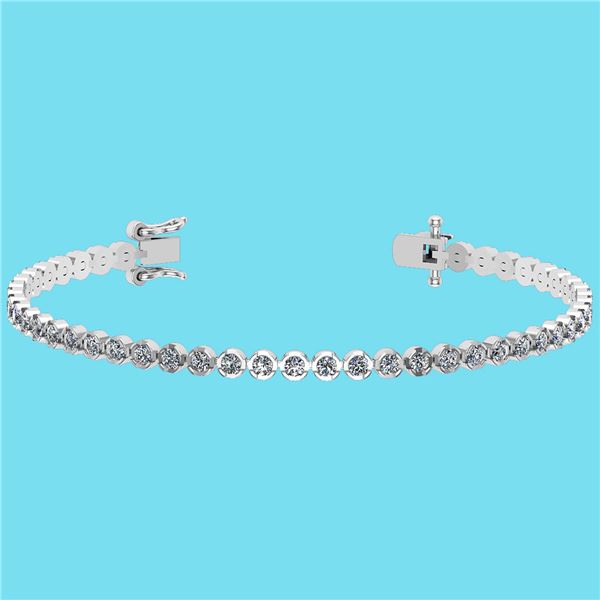 Certified 2.60 Ctw SI2/I1 Diamond 14K White Gold Bracel