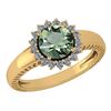 Image 1 : Certified 1.48 Ctw Green Amethyst And Diamond Wedding/E
