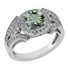 Image 1 : Certified 1.58 Ctw Green Amethyst And Diamond Wedding/E
