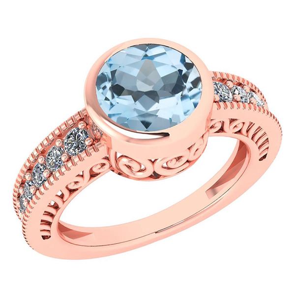 Certified 1.55 Ctw Aquamarine And Diamond Wedding/Engag