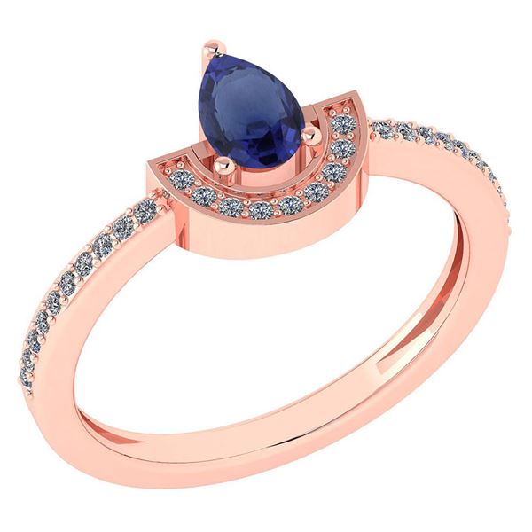 Certified 0.64 Ctw Blue Sapphire And Diamond 18k Rose G