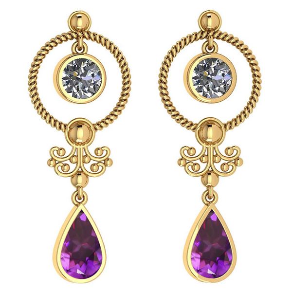 Certified 5.18 Ctw Amethyst And Diamond SI2/I1 Dangling