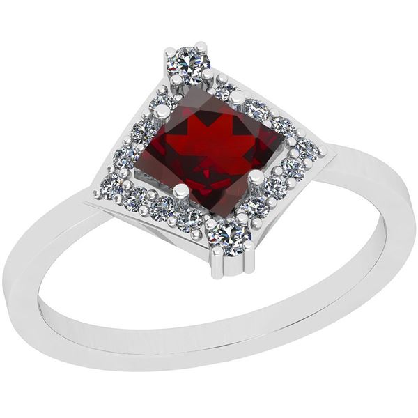 Certified 0.95 Ctw I2/I3 Garnet And Diamond 10K White G