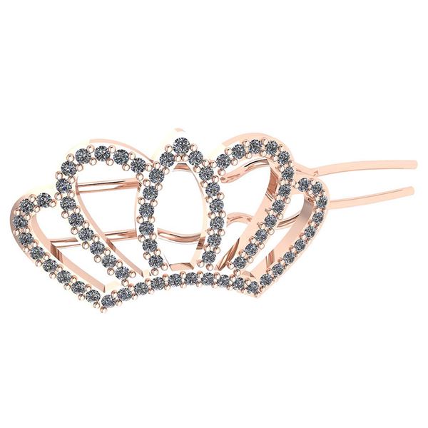 Certified 0.18 Ctw Diamond Ladies HairPin 18K Rose Gold