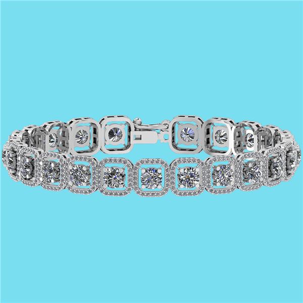 Certified 14.14 Ctw Diamond SI2/I1 14K White Gold Halo