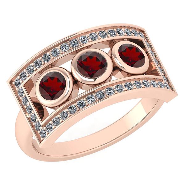 Certified 0.72 Ctw Garnet And Diamond Wedding/Engagemen