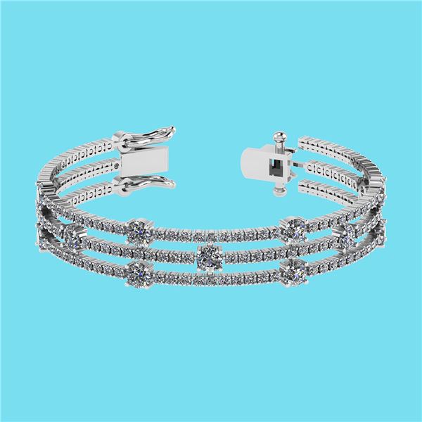 Certified 6.52 Ctw SI2/I1 Diamond 14K White Gold Bracel