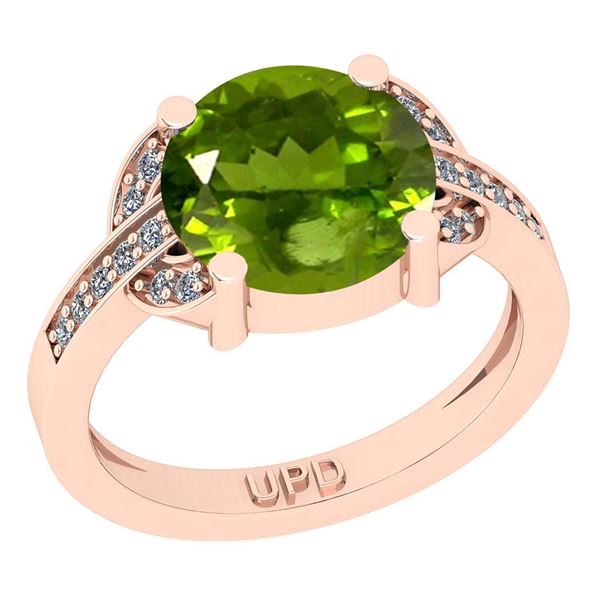 Certified 2.75 Ctw I2/I3 Peridot And Diamond 10K Rose G