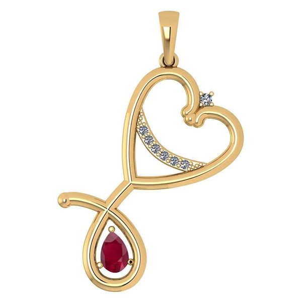 Certified 0.60 Ctw Ruby And Diamond Pendant For womens