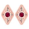 Certified 1.46 Ctw Ruby And Diamond 18k Rose Gold Halo