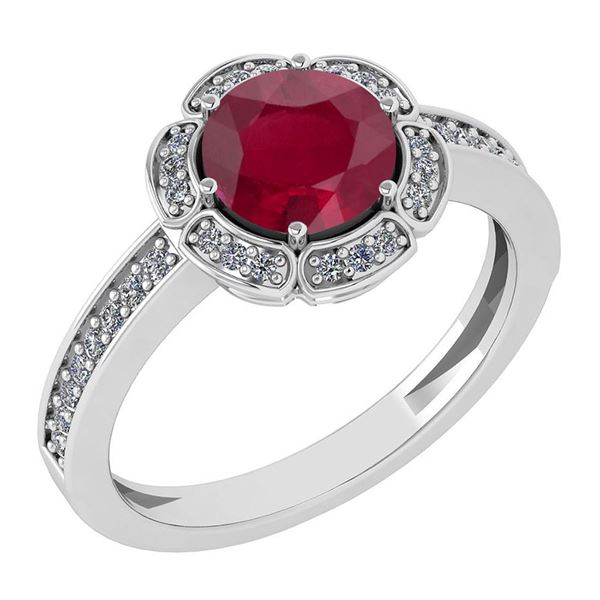 Certified 1.47 Ctw Ruby And Diamond VS/SI1 Engagement H