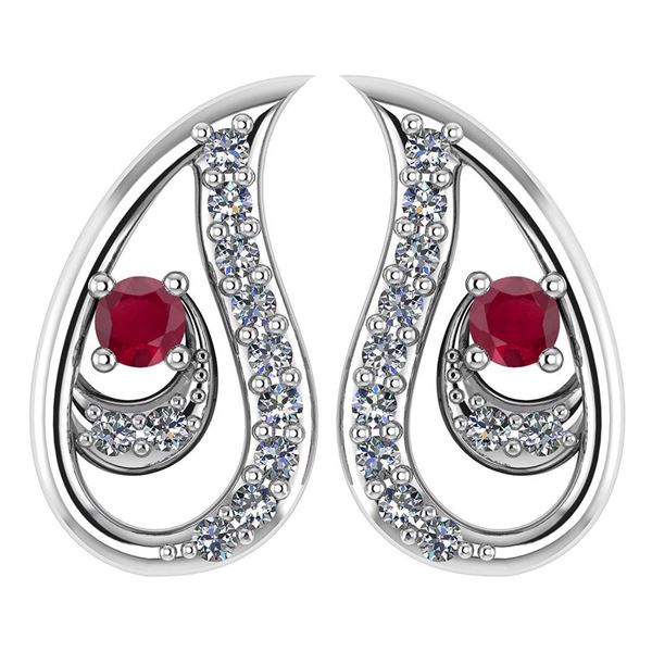 Certified 0.17 Ctw Ruby And Diamond Platinum Gold Halo