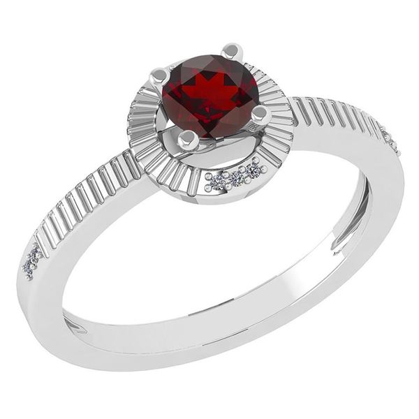 Certified 0.37 CTW Garnet And Diamond 14k White Gold Ha