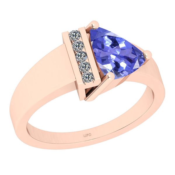 Certified 0.31 Ctw I2/I3 Tanzanite And Diamond 14K Rose