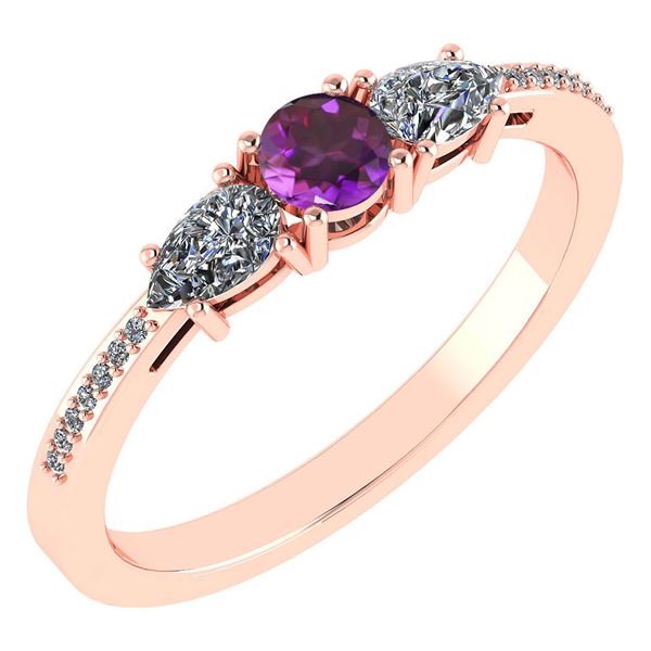 Certified 0.77 Ctw Amethyst And Diamond 14k Rose Gold H