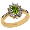 Certified 1.23 Ctw I2/I3 Peridot And Diamond 10K Yellow