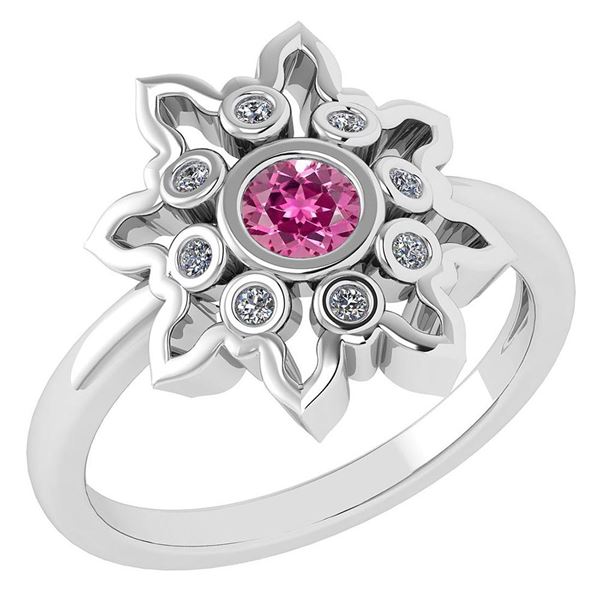 Certified 0.32 Ctw Pink Tourmaline And Diamond 14k Whit