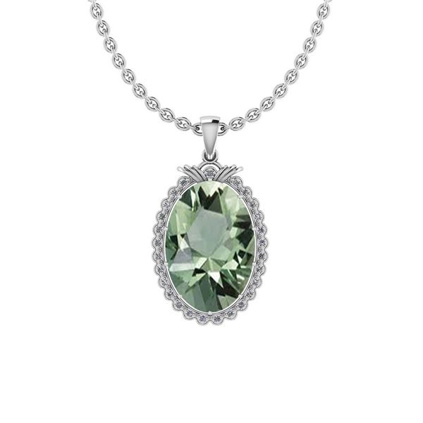 Certified 20.52 Ctw I2/I3 Green Amethyst And Diamond 10