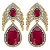 Image 1 : Certified 7.38 Ctw Ruby And Diamond Pear Shape Hangling