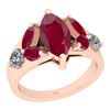 Image 1 : Certified 0.76 Ctw I2/I3 Ruby And Diamond 14K Rose Gold