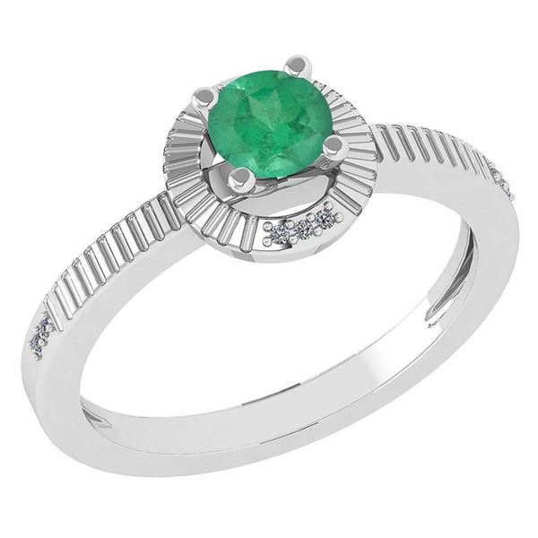 Certified 0.37 Ctw Emerald And Diamond 14k White Gold H