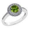 Image 1 : Certified 1.28 Ctw Peridot And Diamond 14k Yellow Halo