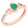 Image 1 : Certified 0.52 Ctw Emerald And Diamond 14k Rose Gold Ri