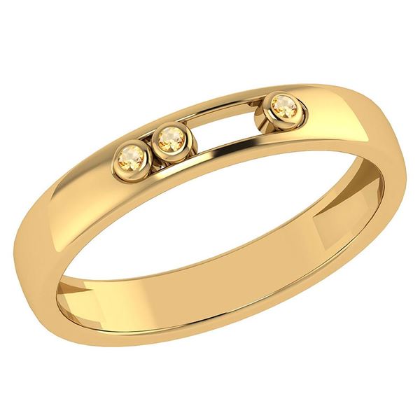 Certified 0.03Ctw Genuine Citrine 14k Yellow Gold Band