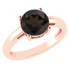 Certified 2.00Ctw Genuine Smoky Quarzt 14k Rose Gold Ha