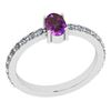 Certified 0.78 Ctw Amethyst And Diamond I2/I3 14K White