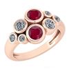 Image 1 : Certified 1.16 Ctw Ruby And Diamond 14K Rose Gold Halo